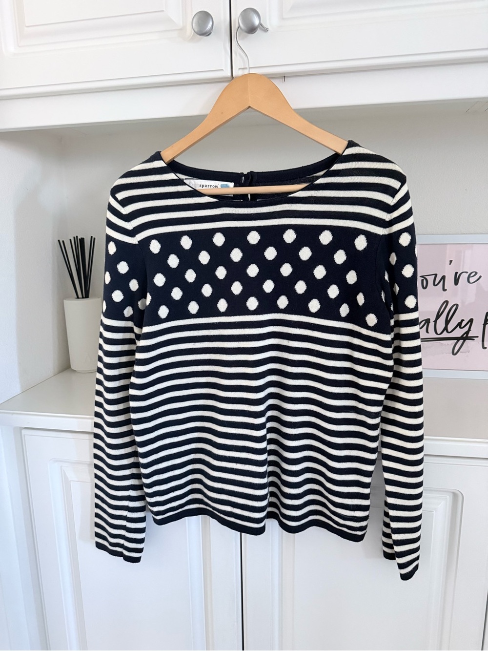 Anthropologie Sparrow Navy & Cream Sweater